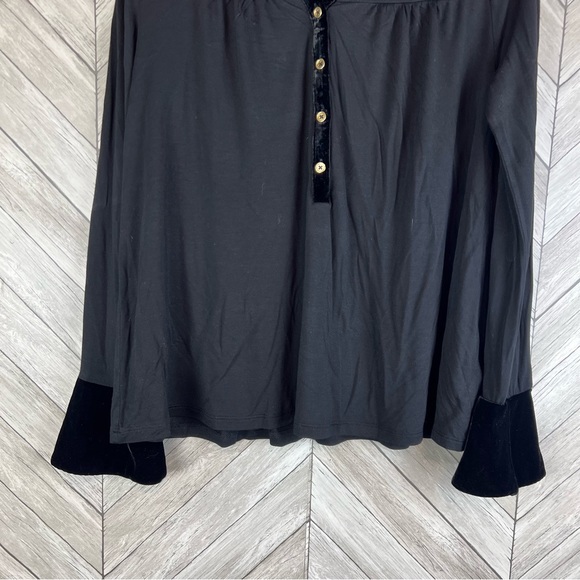 Boden black top with velvet trim - Picture 2 of 9